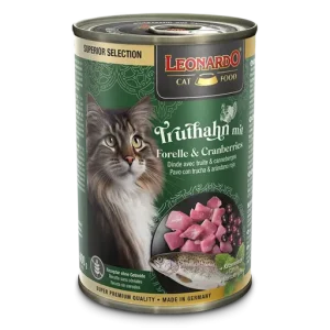 Leonardo Comida Húmeda Superior de Pavo con Trucha y Arandanos para Gatos