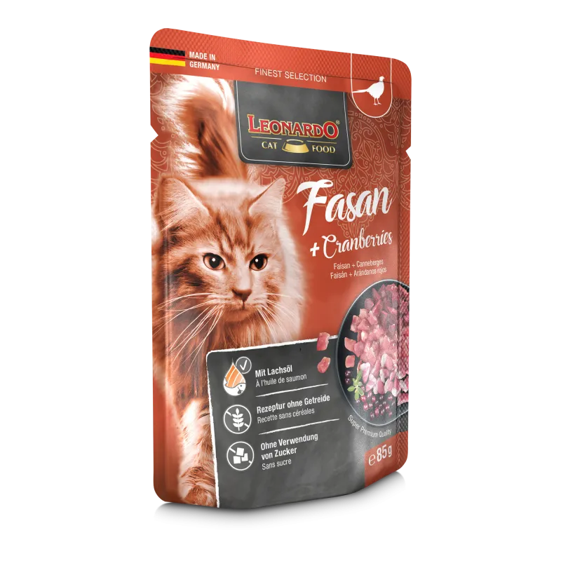 Leonardo Comida Húmeda Menú Faisán + Arándano Rojo para Gatos