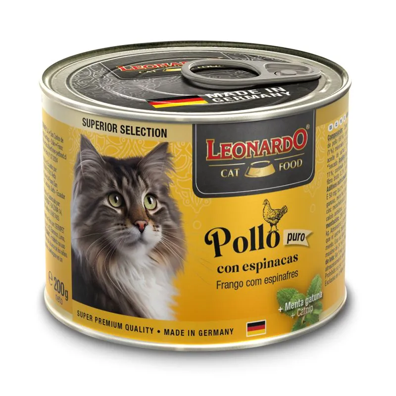Leonardo Comida Húmeda Superior de Pollo con Espinacas para Gatos - Imagen 3