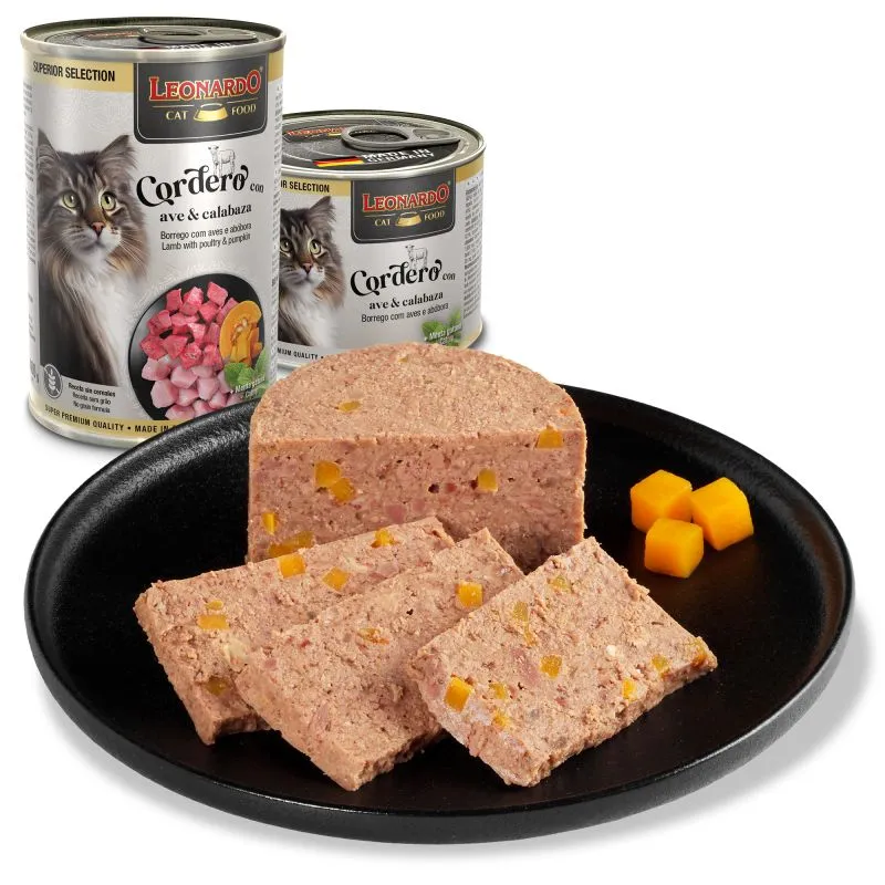 Leonardo Comida Húmeda Superior de Cordero con Ave y Calabaza para Gatos - Imagen 2