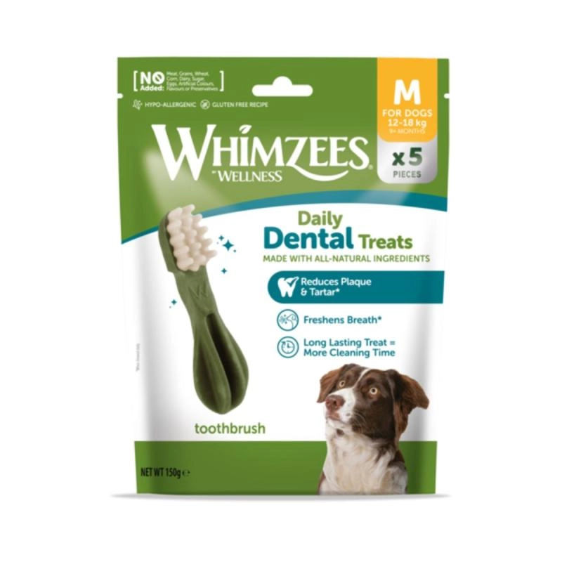 Whimzees Toothbrush Cepillo de Dientes Snack Dental para Perros M